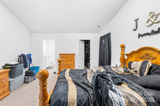 226 Caley St, Kings Mountain, NC 28086 - carpeted bedroom with a walk in closet, ensuite bath, and vaulted ceiling