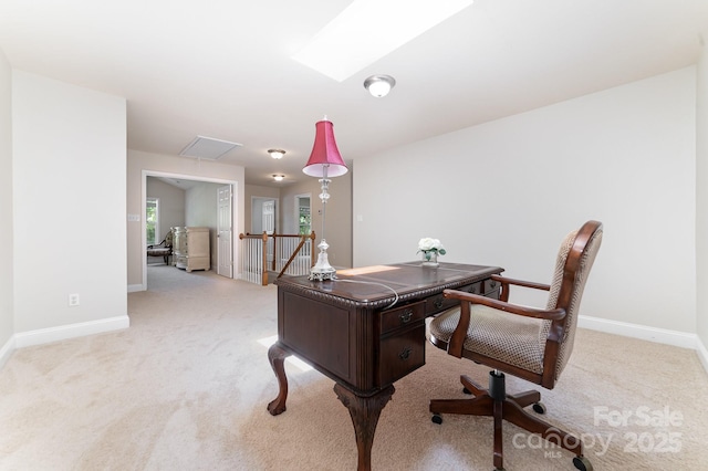 9836 Coatbridge Dr NW, Charlotte, NC 28269 - office space with light carpet, attic access, and a skylight