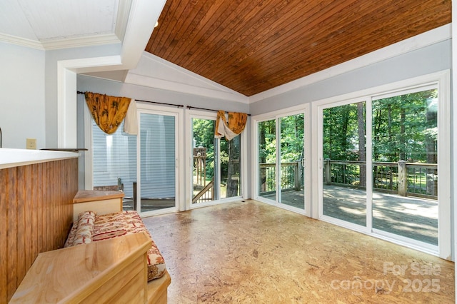6225 Ash Cove Ln, Charlotte, NC 28269 - sunroom with wood ceiling, lofted ceiling, and ornamental molding