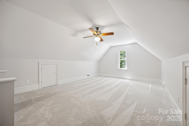 20308 Ridgebrook Ln, Locust, NC 28097 - additional living space with lofted ceiling, light colored carpet, and a ceiling fan