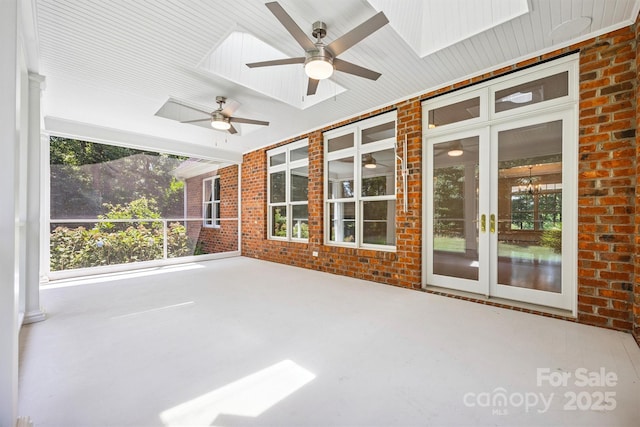 20308 Ridgebrook Ln, Locust, NC 28097 - unfurnished sunroom with a ceiling fan, plenty of natural light, and french doors