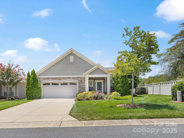 1313 Haywood Park Dr Unit 11, Waxhaw, NC 28173 - craftsman house with concrete driveway, a garage, and stone siding
