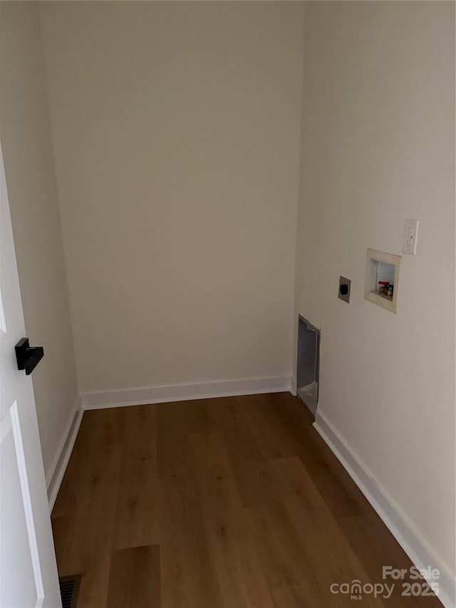 613 3rd Street Pl SW, Conover, NC 28613 - laundry room with hookup for a washing machine, hookup for an electric dryer, and dark wood-style flooring