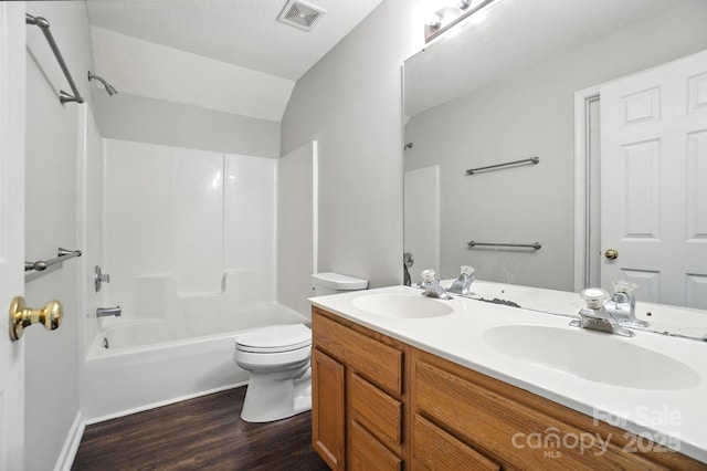 247 Aylesbury Ln, Indian Trail, NC 28079 - full bath featuring wood finished floors, double vanity, and shower / tub combination