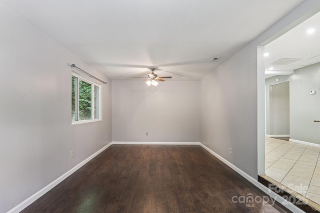 1416 Roy Dula Pl SW, Lenoir, NC 28645 - unfurnished room featuring a ceiling fan, wood finished floors, and recessed lighting
