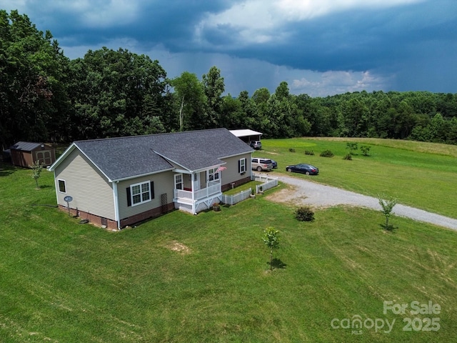485 Calloway Rd, Lowgap, NC 27024 - view from above of property with a heavily wooded area