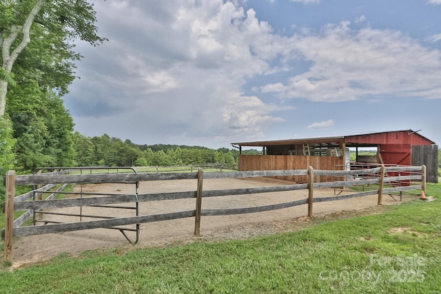 485 Calloway Rd, Lowgap, NC 27024 - horse barn with a view of countryside and a forest view