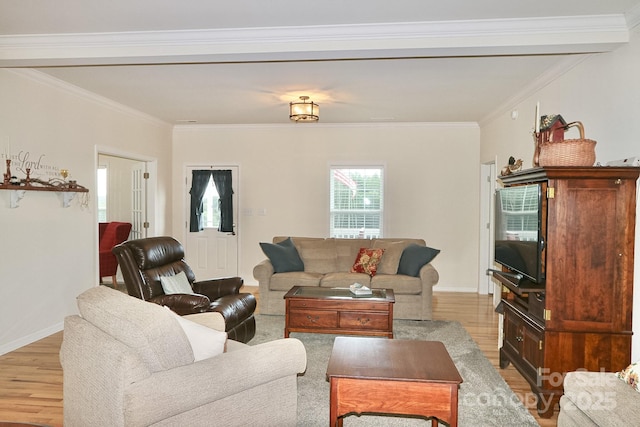485 Calloway Rd, Lowgap, NC 27024 - living room featuring wood finished floors and ornamental molding