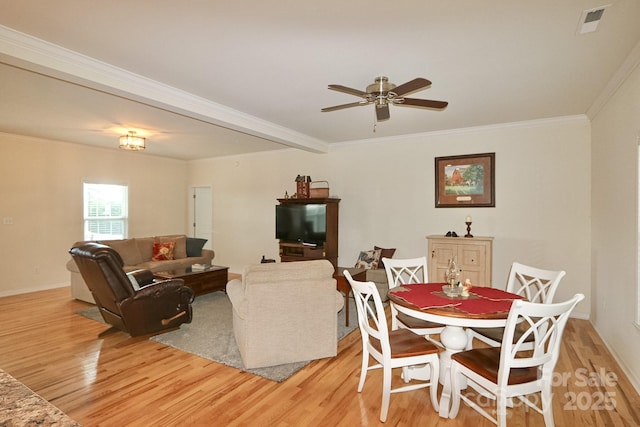 485 Calloway Rd, Lowgap, NC 27024 - living area featuring light wood finished floors, crown molding, and a ceiling fan