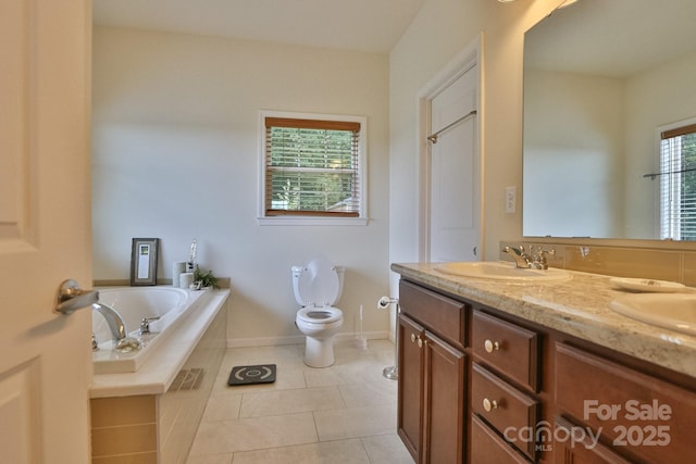 485 Calloway Rd, Lowgap, NC 27024 - bathroom with a bath, double vanity, and tile patterned floors