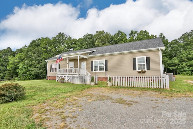 485 Calloway Rd, Lowgap, NC 27024 - view of front facade with a front yard, a porch, and crawl space