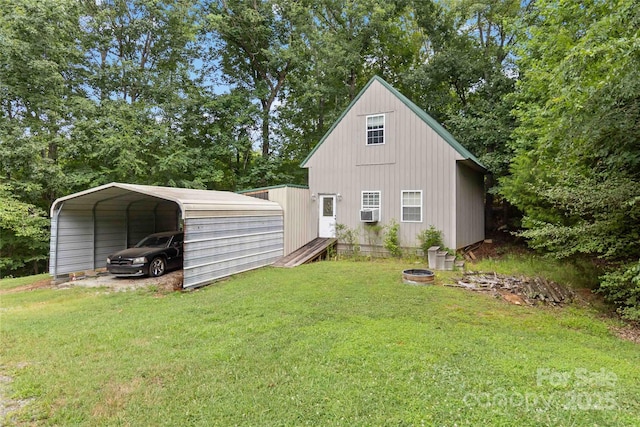 3149 Simmons St, Kannapolis, NC 28083 - back of property with a yard and a detached carport