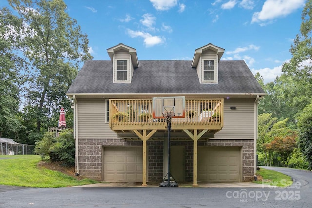 3149 Simmons St, Kannapolis, NC 28083 - view of front of home with an attached garage, roof with shingles, a front yard, and stone siding