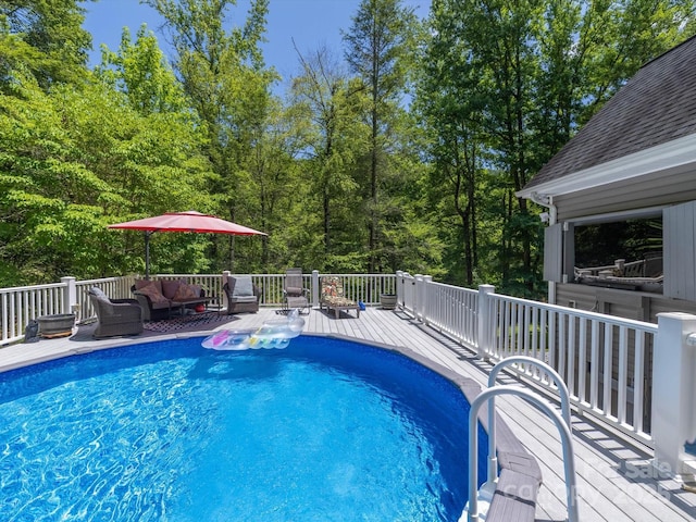 7376 NC-181 Hwy, Morganton, NC 28655 - view of pool featuring an outdoor living space and a wooden deck