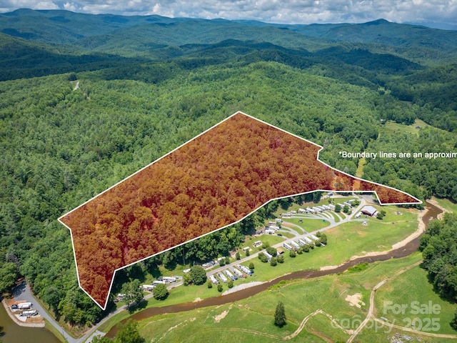 7376 NC-181 Hwy, Morganton, NC 28655 - aerial overview of property's location featuring property boundaries highlighted and mountains