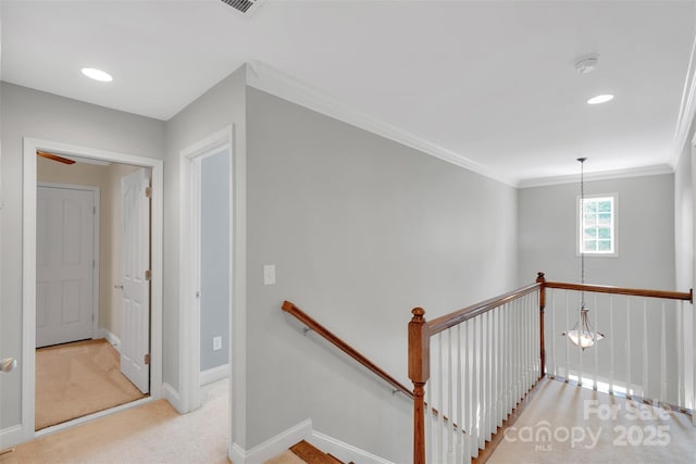 20234 Middletown Rd, Cornelius, NC 28031 - stairs with crown molding and carpet