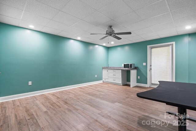 2705 N Center St Unit 76, Hickory, NC 28601 - unfurnished office with a paneled ceiling, light wood-style flooring, ceiling fan, and recessed lighting