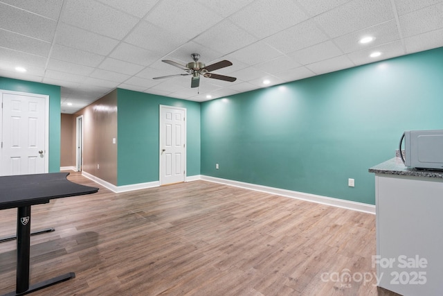 2705 N Center St Unit 76, Hickory, NC 28601 - interior space featuring ceiling fan, wood finished floors, a paneled ceiling, and recessed lighting