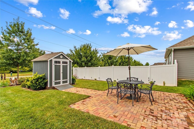 117 Cup Chase Dr, Mooresville, NC 28115 - view of patio / terrace with a storage shed and outdoor dining area