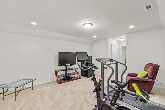117 Cup Chase Dr, Mooresville, NC 28115 - exercise room with carpet, recessed lighting, and vaulted ceiling