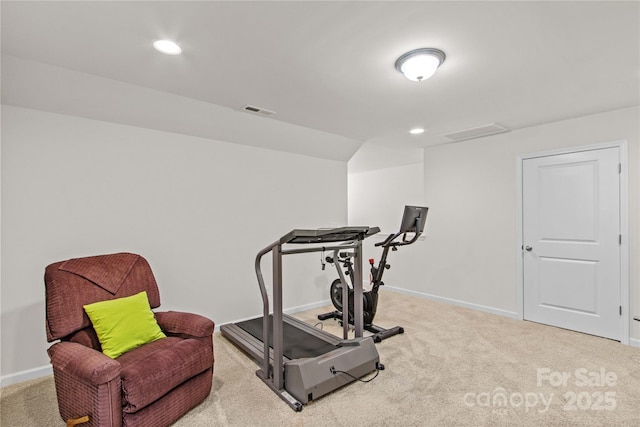 117 Cup Chase Dr, Mooresville, NC 28115 - workout area with carpet, lofted ceiling, and recessed lighting