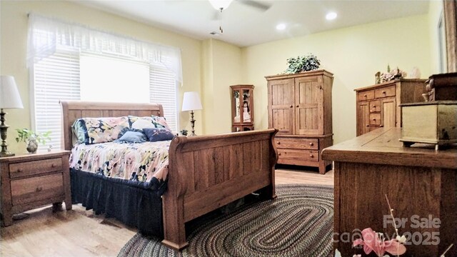 22 Florian Ln, Fletcher, NC 28732 - bedroom featuring light wood-style floors, recessed lighting, and a ceiling fan