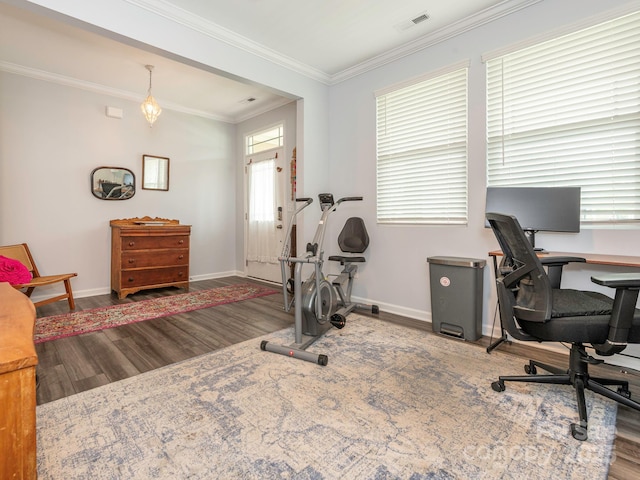 1711 Woodend Dr, Indian Trail, NC 28079 - home office with wood finished floors and ornamental molding