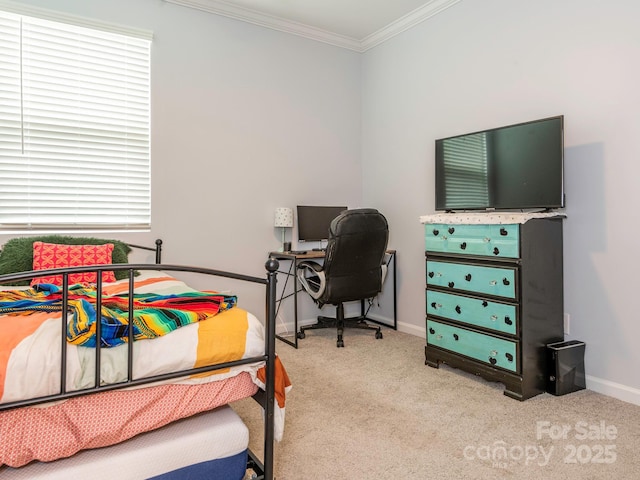 1711 Woodend Dr, Indian Trail, NC 28079 - carpeted bedroom featuring ornamental molding and an office area