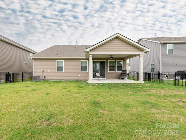 1711 Woodend Dr, Indian Trail, NC 28079 - back of property with ceiling fan, a patio area, and a fenced backyard