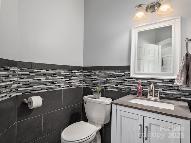 178 Black River Rd, Fletcher, NC 28732 - half bathroom featuring vanity and tile walls