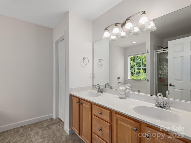 178 Black River Rd, Fletcher, NC 28732 - bathroom featuring double vanity and a shower stall