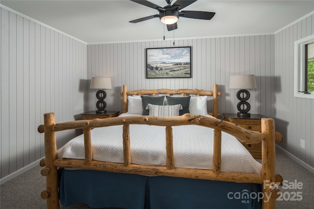 1648 Skyland Dr Unit 77, Seven Devils, NC 28604 - bedroom featuring carpet, ornamental molding, and a ceiling fan