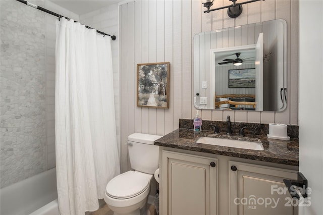 1648 Skyland Dr Unit 77, Seven Devils, NC 28604 - full bath with vanity, shower / bath combination with curtain, and ceiling fan
