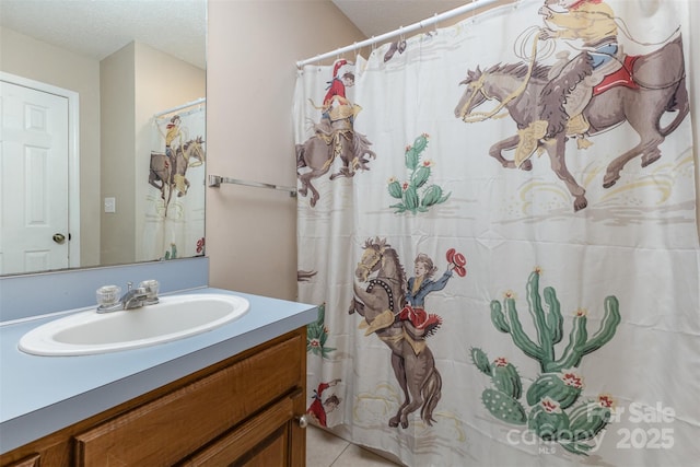 101 Citation Ln, Gastonia, NC 28056 - bathroom with vanity, a textured ceiling, and a shower with curtain