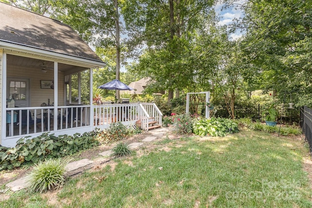 101 Citation Ln, Gastonia, NC 28056 - view of yard featuring a sunroom and a wooden deck