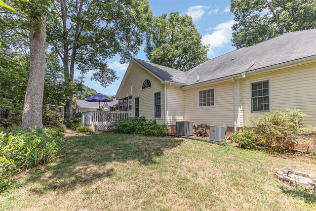 101 Citation Ln, Gastonia, NC 28056 - rear view of property featuring a lawn, a deck, and roof with shingles