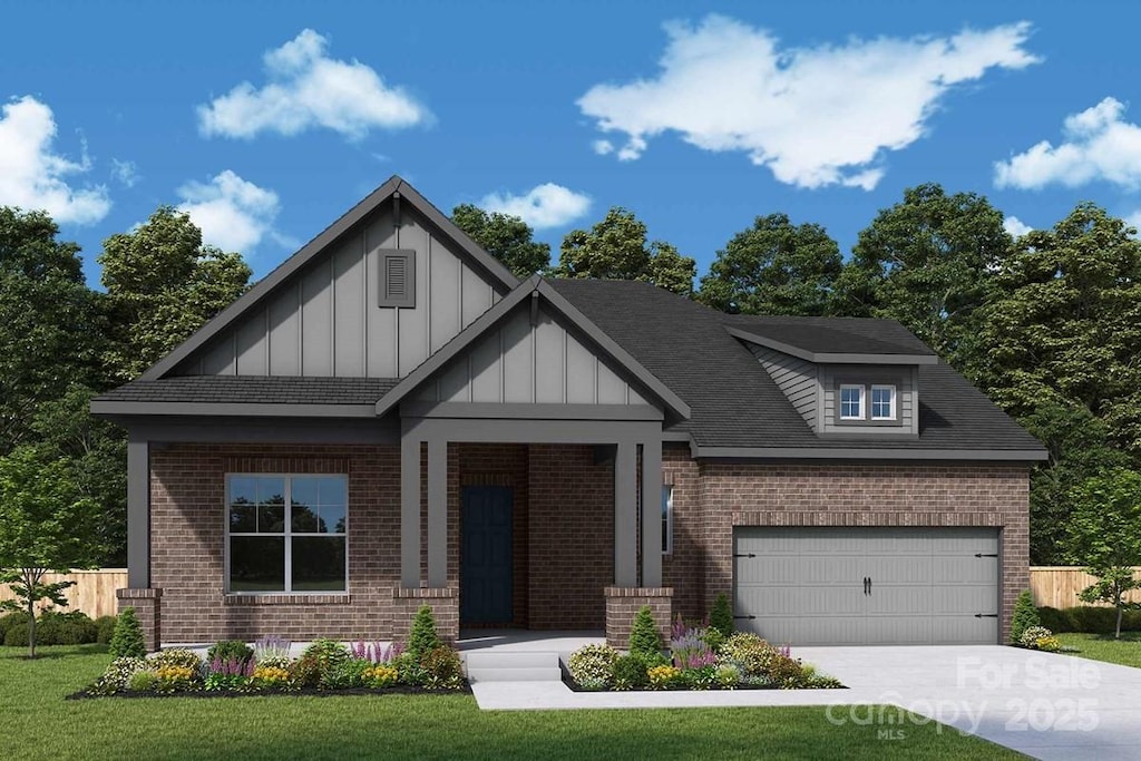 12025 Mariner Dr, Mint Hill, NC 28227 - view of front facade featuring brick siding, board and batten siding, and driveway