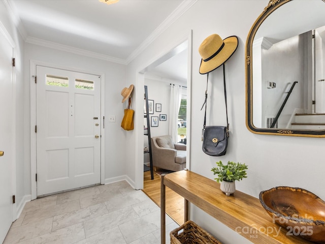 3200 Spring Valley Rd, Charlotte, NC 28210 - entryway with ornamental molding and stairway
