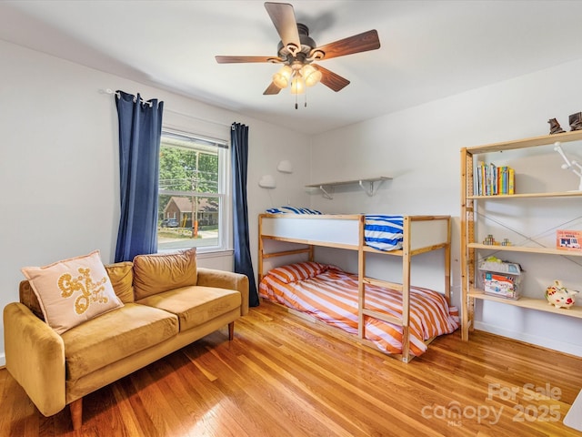 3200 Spring Valley Rd, Charlotte, NC 28210 - bedroom with wood finished floors and a ceiling fan