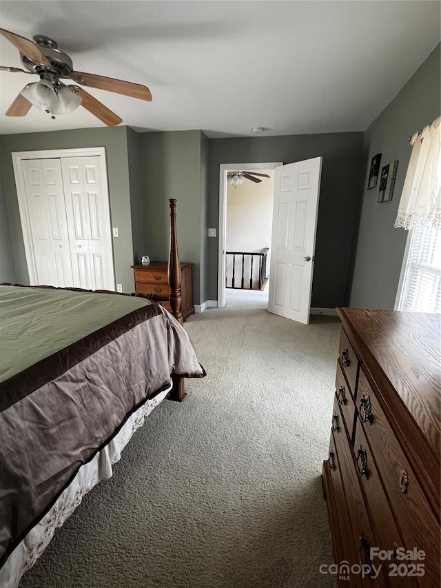 4606 Garvey Bridge Rd, Crumpler, NC 28617 - carpeted bedroom with a ceiling fan and a closet