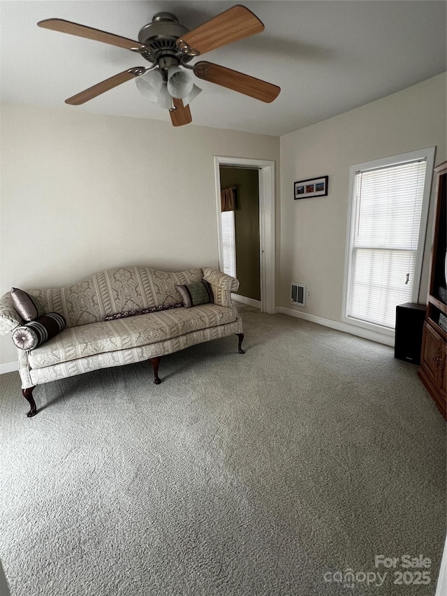 4606 Garvey Bridge Rd, Crumpler, NC 28617 - living room with light carpet, a ceiling fan, and heating unit