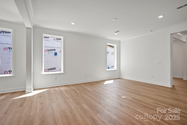 9515 Coast Laurel Ave NW, Concord, NC 28027 - unfurnished room with light wood-type flooring, recessed lighting, and crown molding