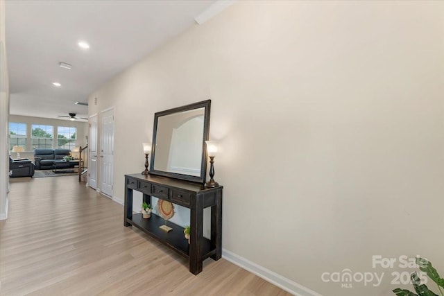 2309 Abundance Ln, Waxhaw, NC 28173 - hall with light wood-style floors and recessed lighting
