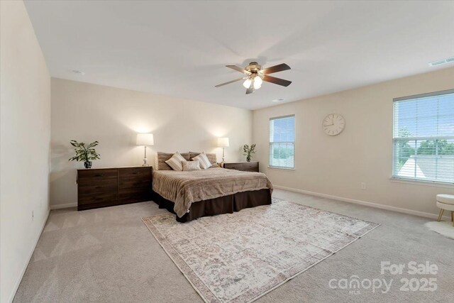 2309 Abundance Ln, Waxhaw, NC 28173 - bedroom featuring light colored carpet, multiple windows, and a ceiling fan