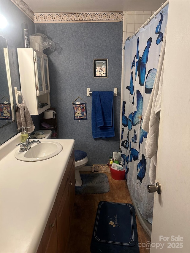 801 Tryon St, Shelby, NC 28150 - bathroom featuring vanity and a shower with curtain