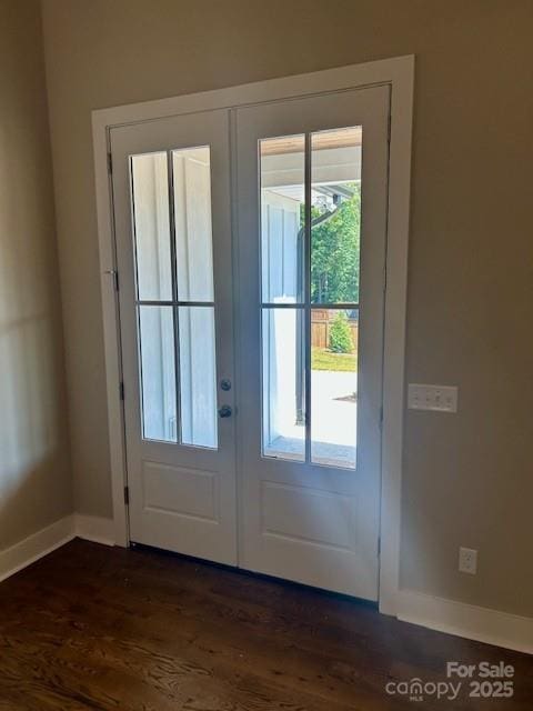 141 Maplewood Ct, Hudson, NC 28638 - entryway with french doors and dark wood-style flooring
