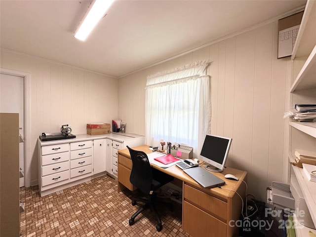 1586 Echo Dr, Lenoir, NC 28645 - home office with ornamental molding and a decorative wall