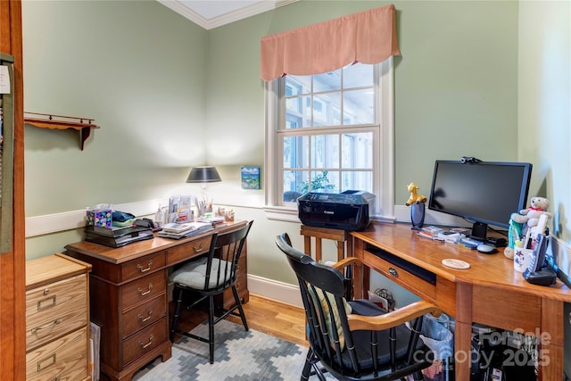 5604 Yorke St NW, Concord, NC 28027 - office space featuring crown molding and wood finished floors