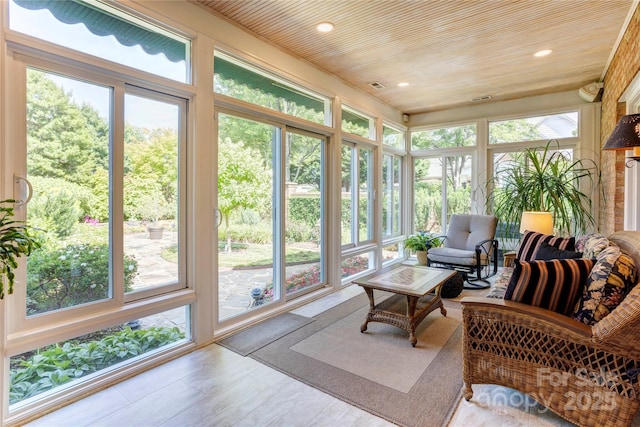 5604 Yorke St NW, Concord, NC 28027 - sunroom / solarium featuring wood ceiling and recessed lighting