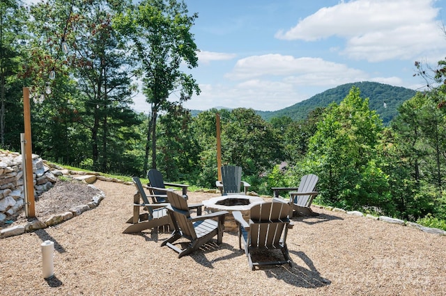 54 Weldon Way, Fairview, NC 28730 - view of yard featuring a fire pit and a mountain view